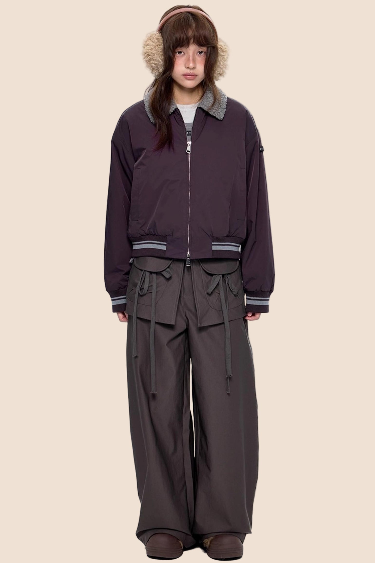 Vintage Woolen Lapel Padded Jacket