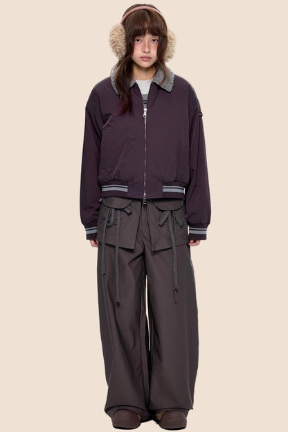 Vintage Woolen Lapel Padded Jacket