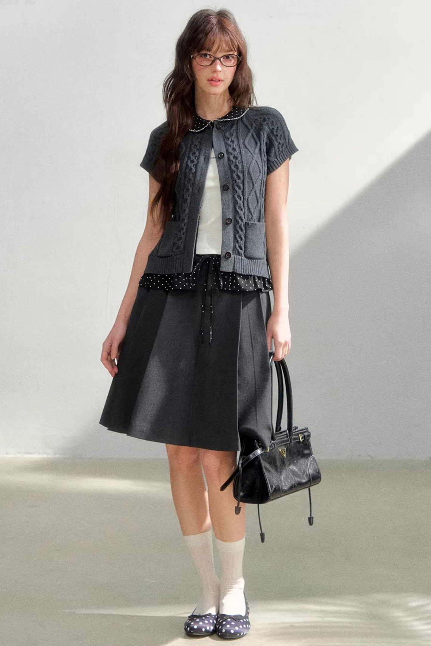 Polka Dot Pleated Skirt