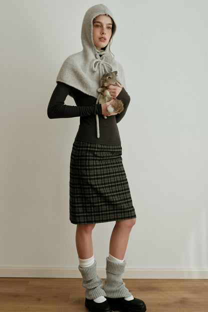 Retro Bias-Cut Plaid Skirt