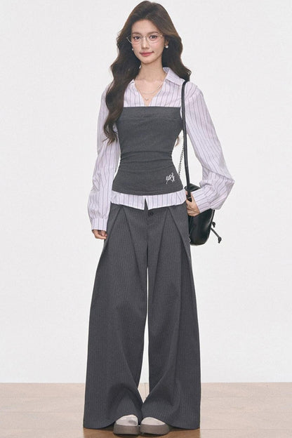 Knitted Patchwork Striped Set-Up