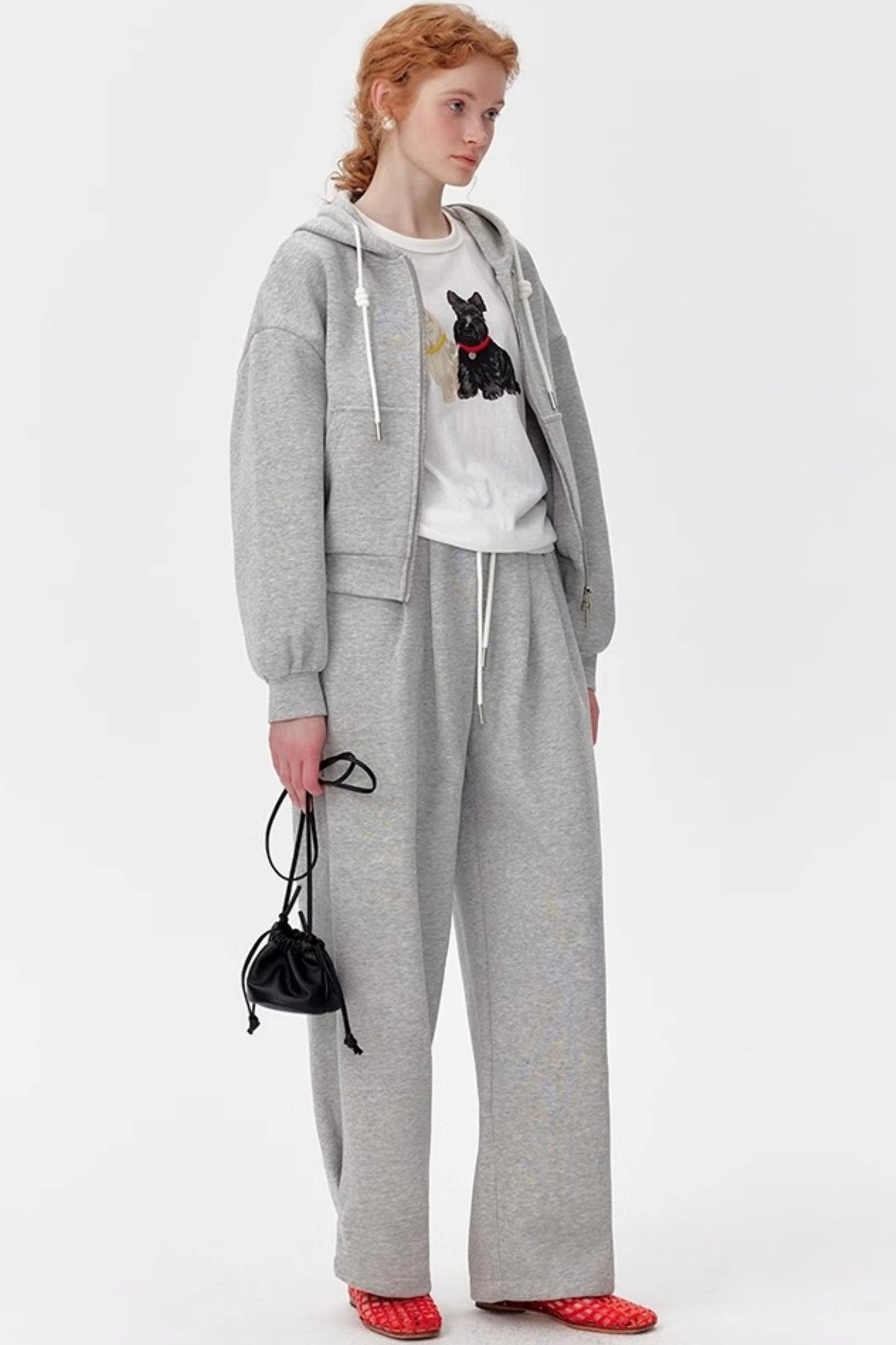 Gray Luxe Zip-Up Pants Set