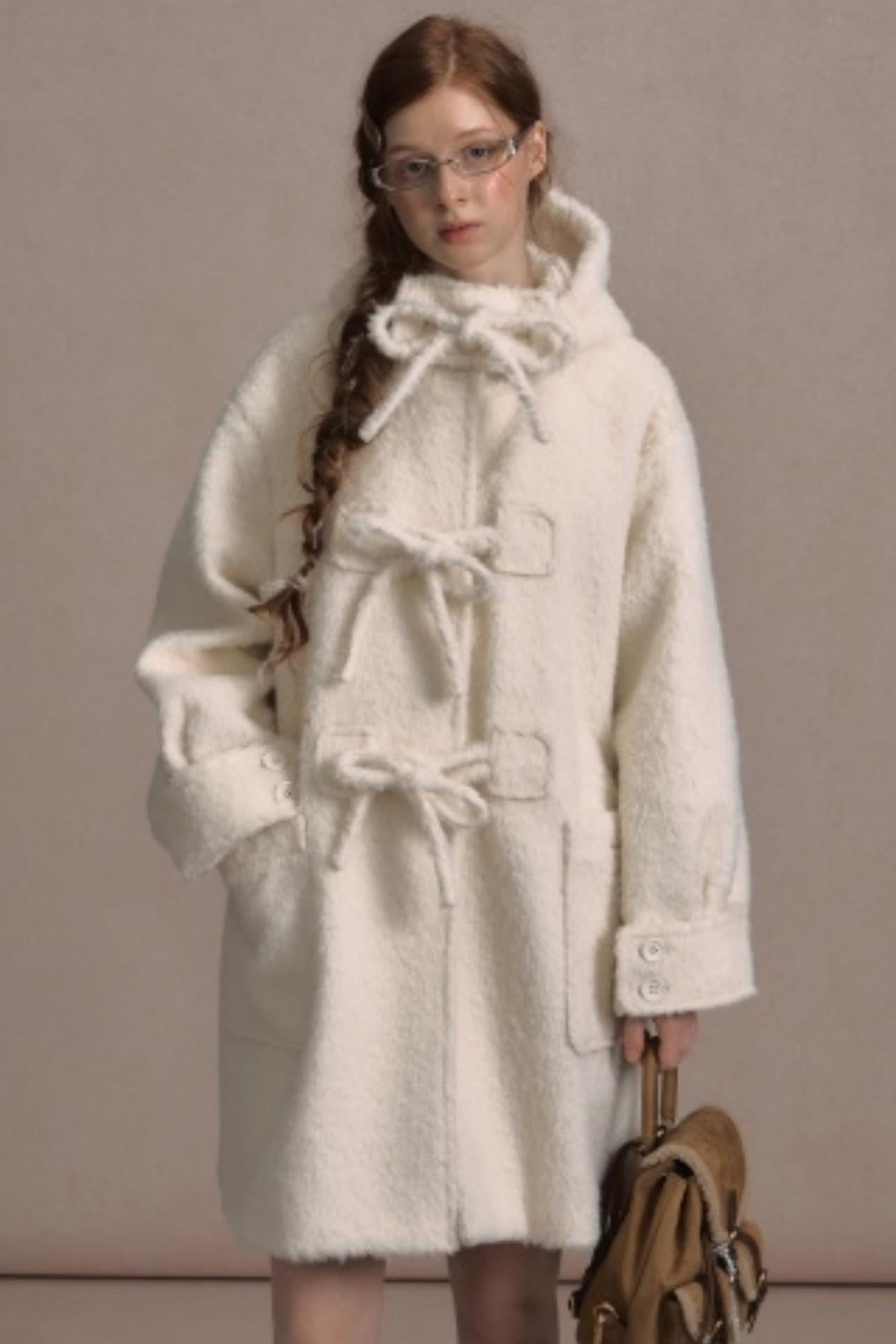 College Hooded Thick Woolen Jacket