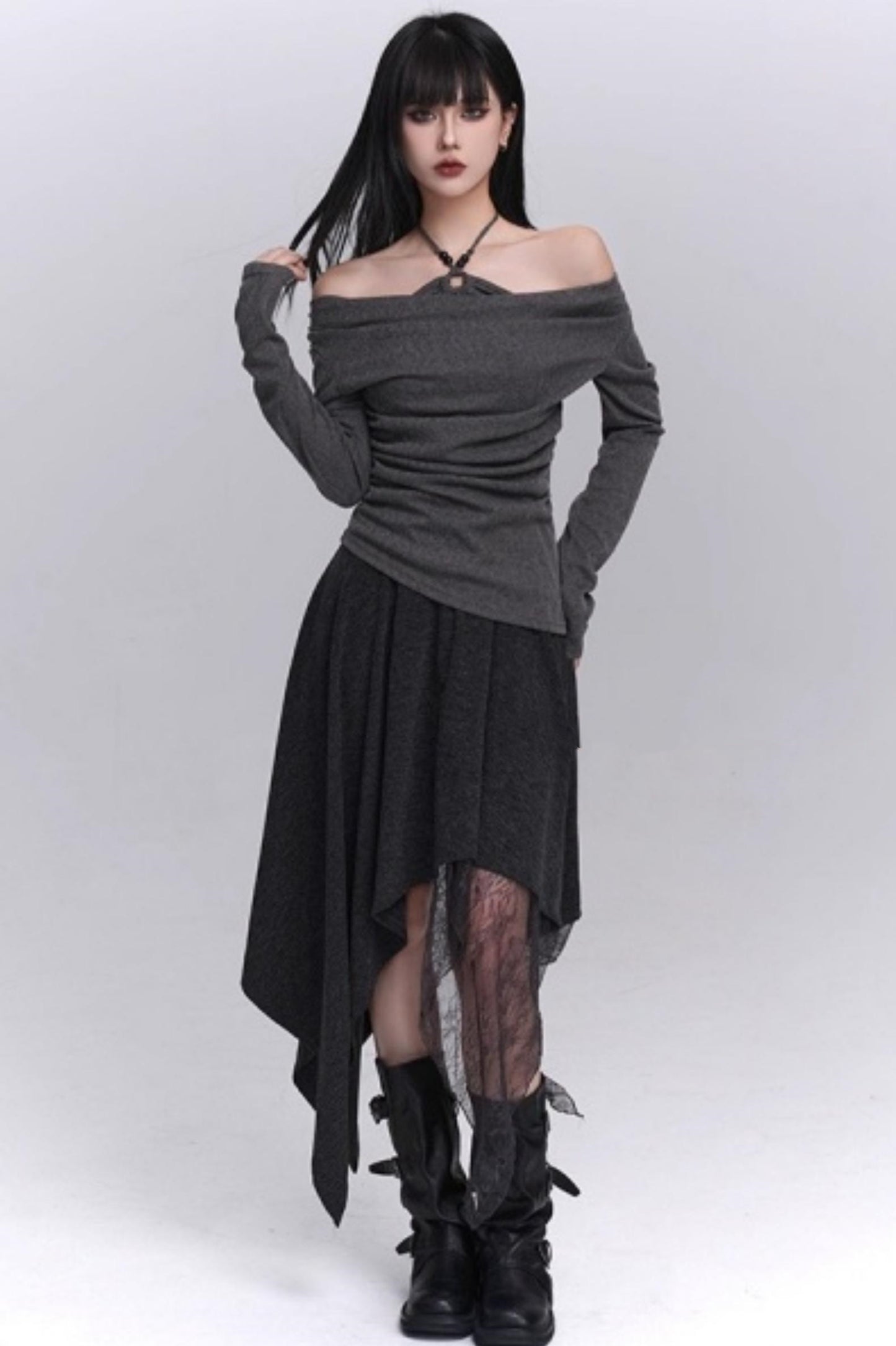 Off-Shoulder Halter Top