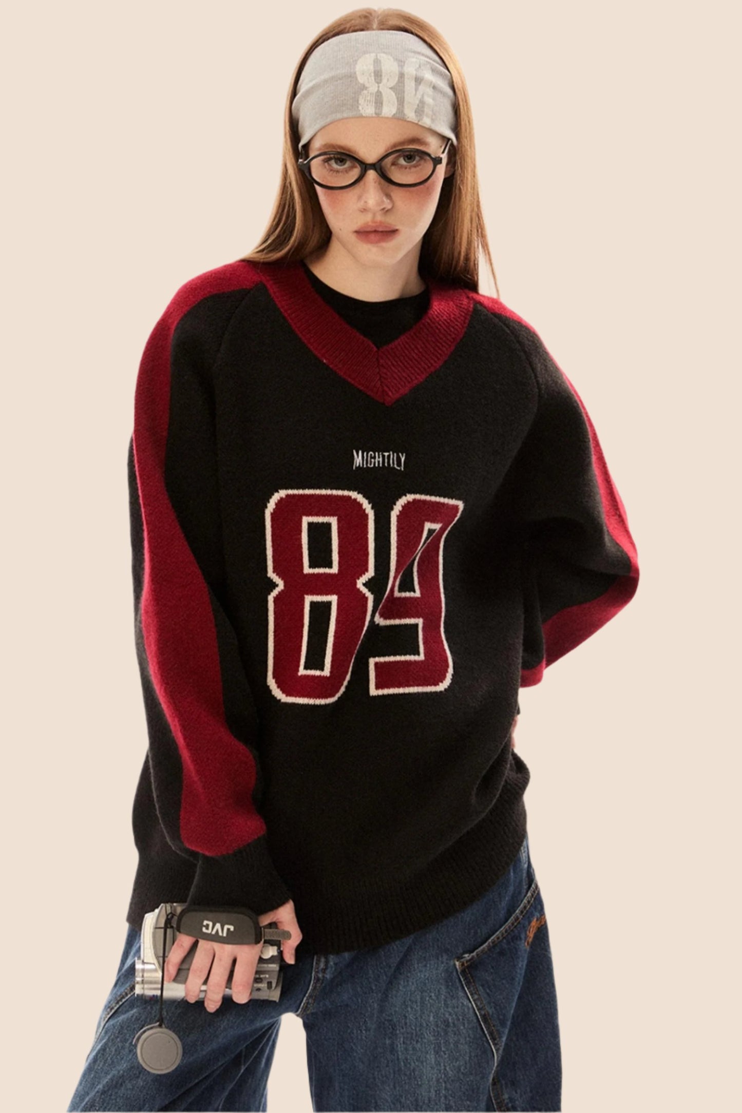 Contrast Preppy Loose Knit Sweater