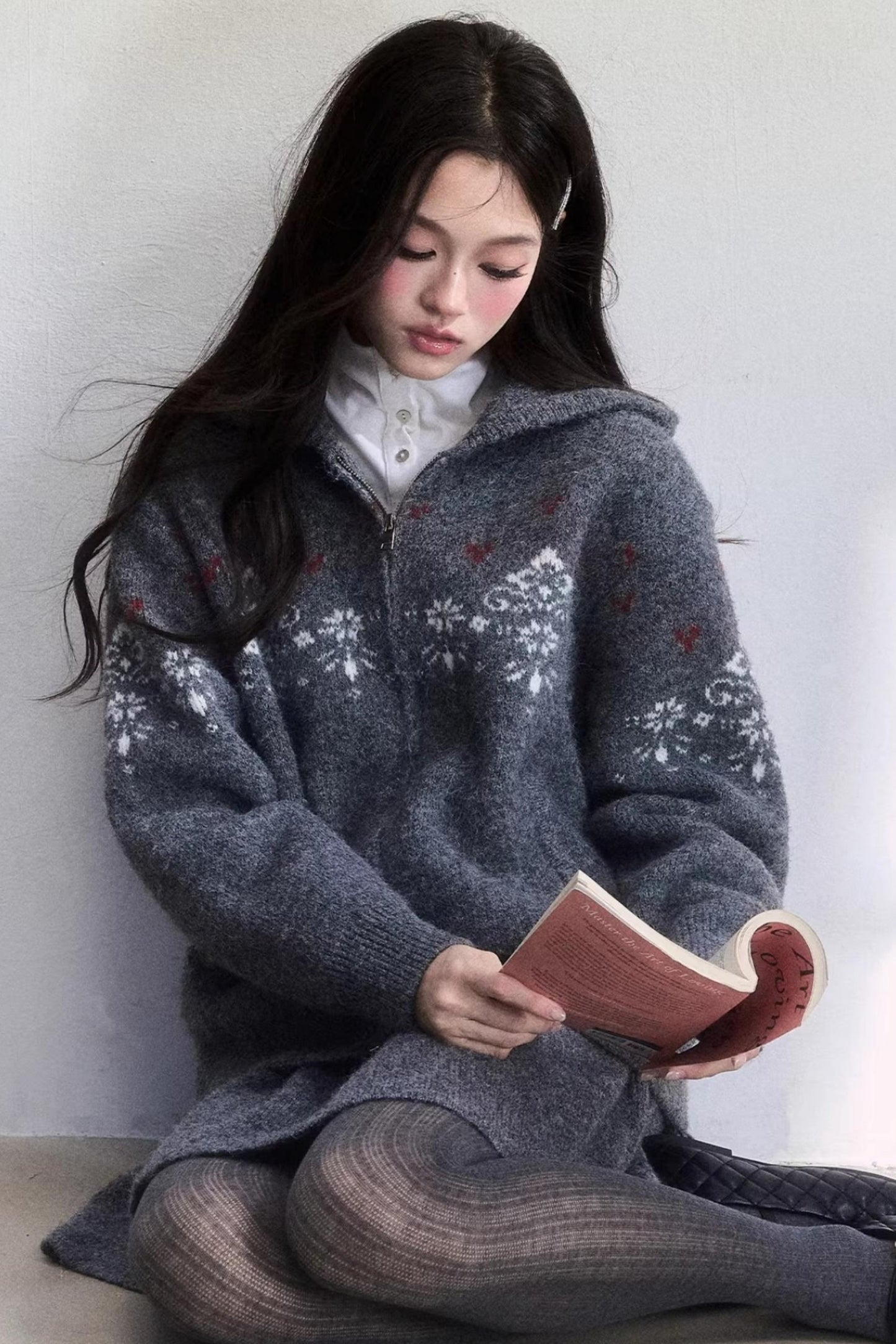 Frosting Jacquard Knit Jacket Set-Up