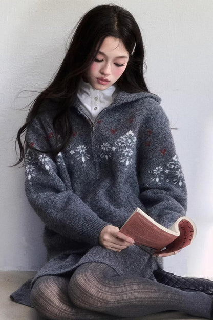 Frosting Jacquard Knit Jacket Set-Up