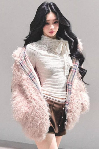 Lamb Wool Hooded Jacket