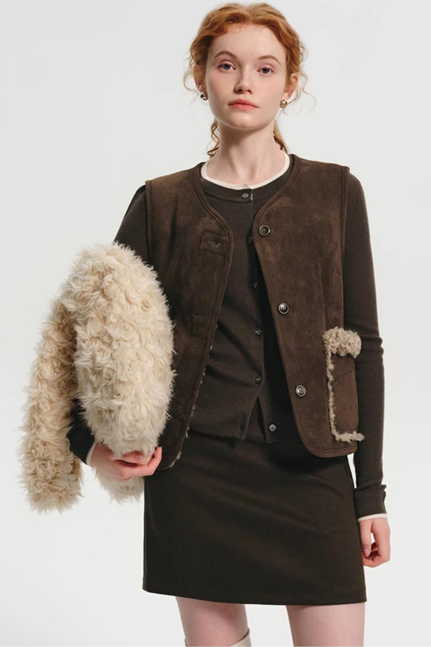 Warm Shearling Suede Vest