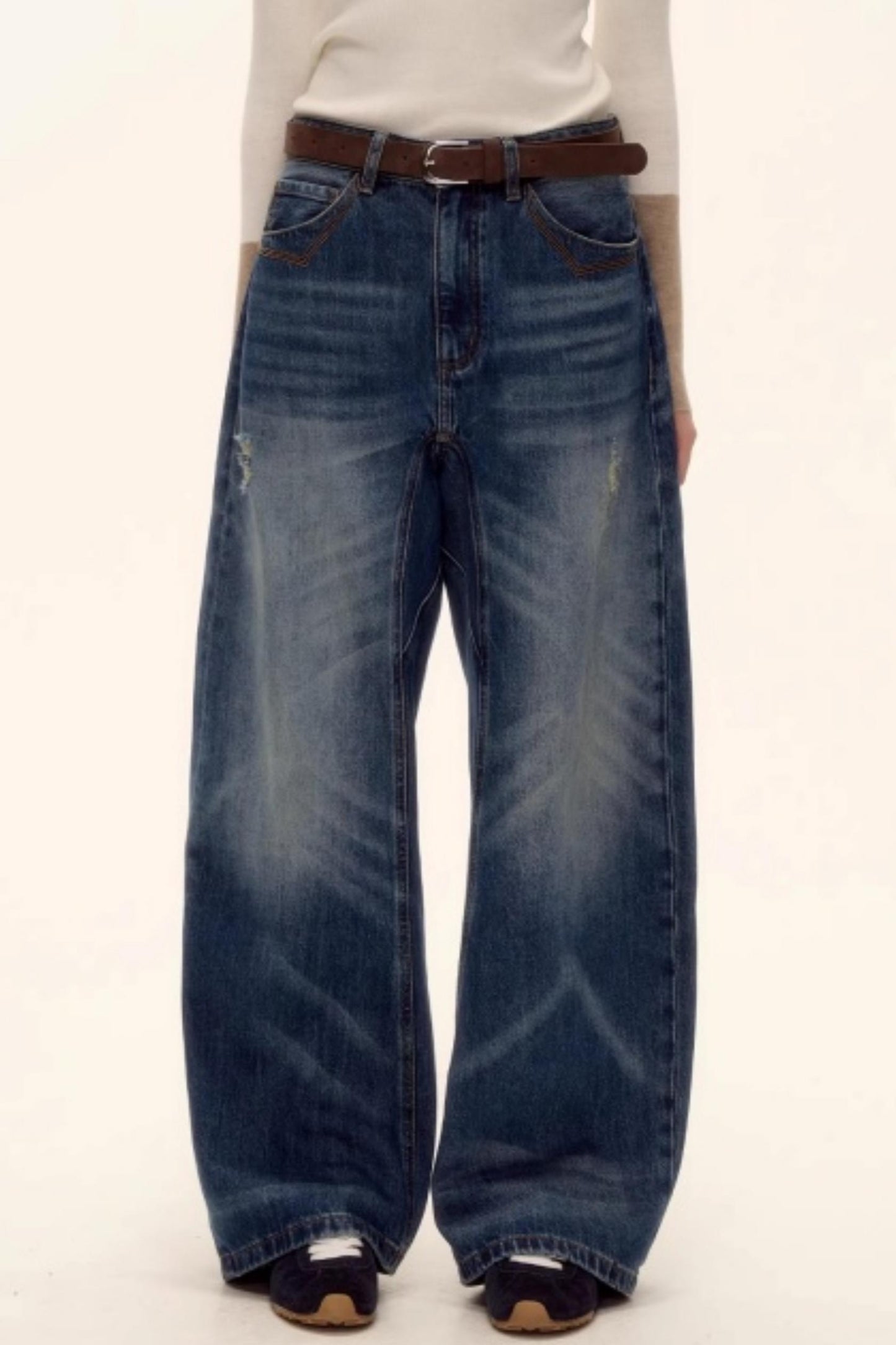 Retro Washed Denim Pants
