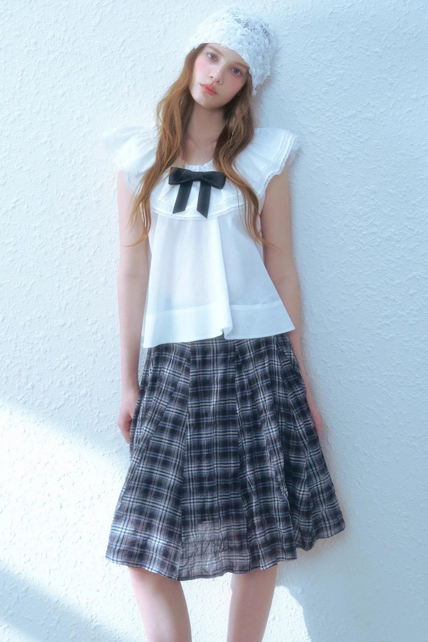 Chic Checkered Midi Skirt Set-Up