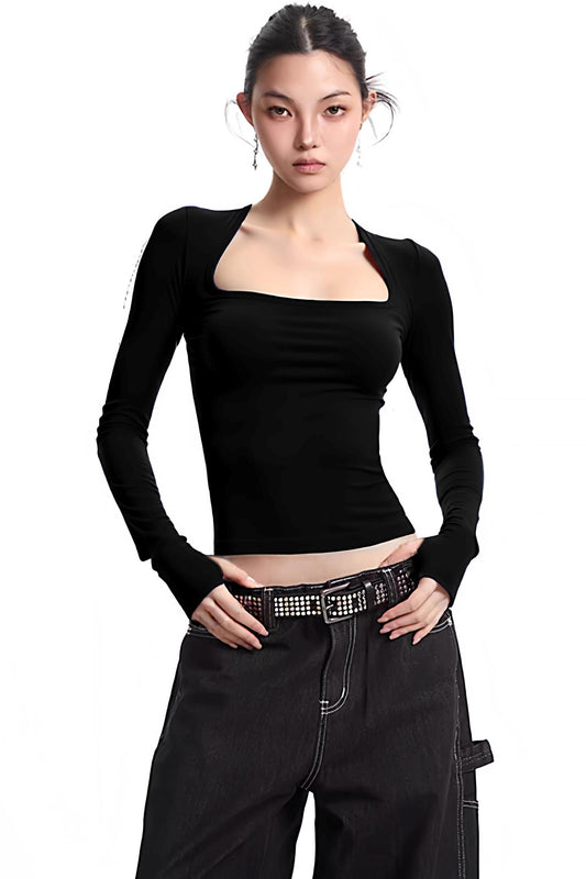 Black Slimming Two-Piece Top