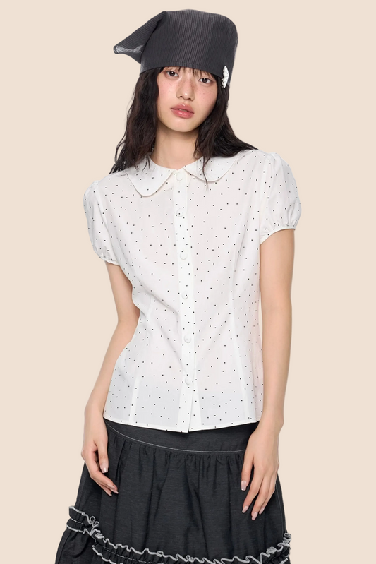 Polka Dot Puff Sleeve Blouse