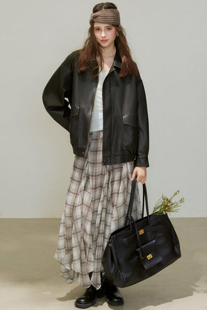 Back Brown Leather Jacket