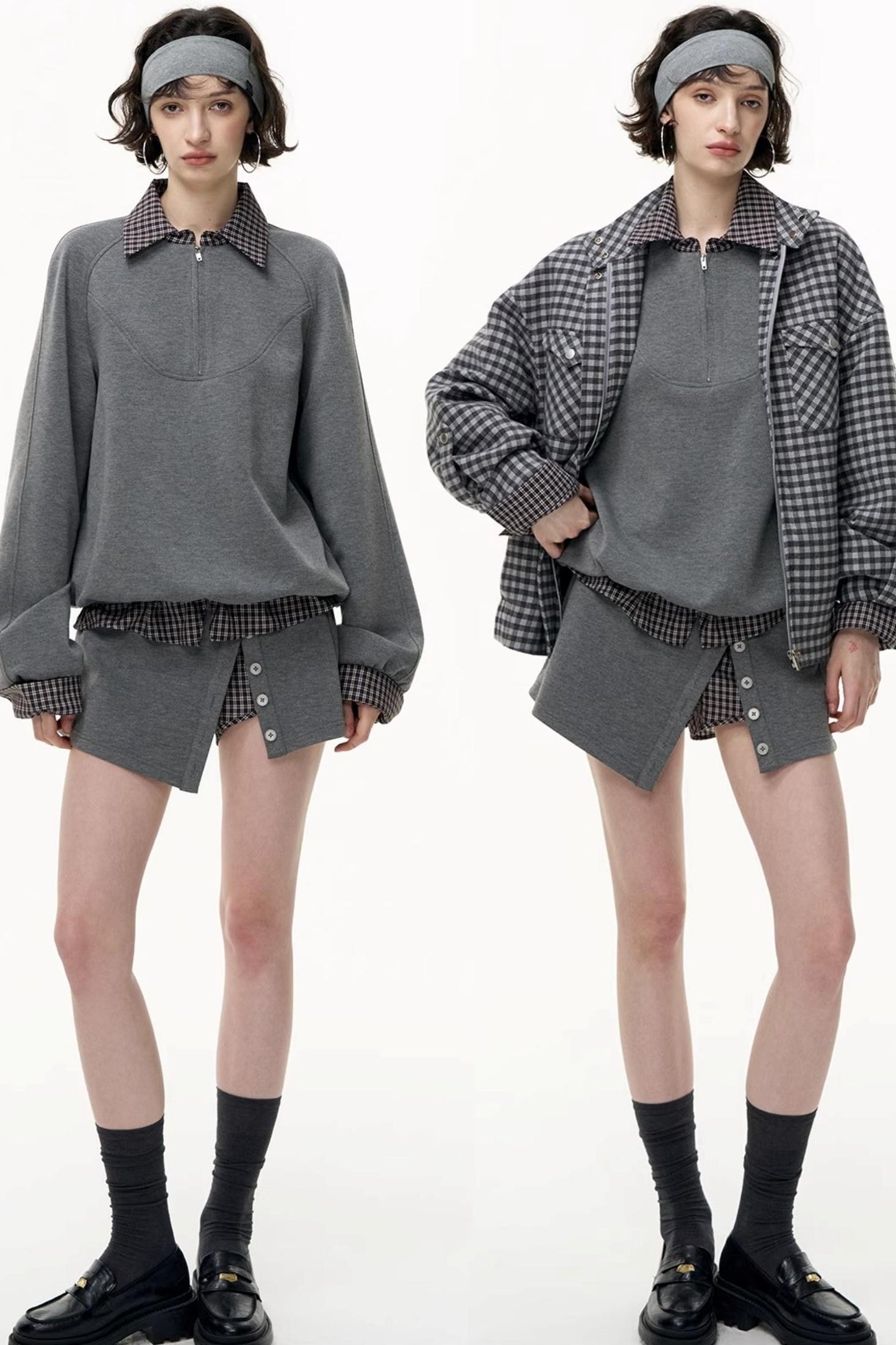 Patchwork Pullover Sweatshirt Set-Up