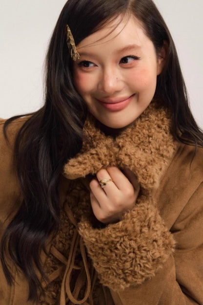 Fur-Lined Suede Winter Coat