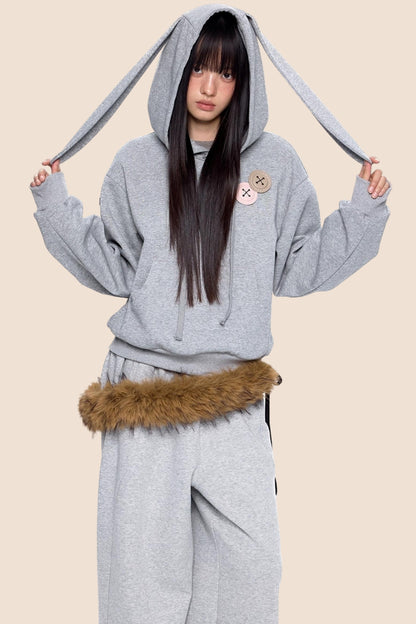 Retro Rabbit Drawstring Hoodie