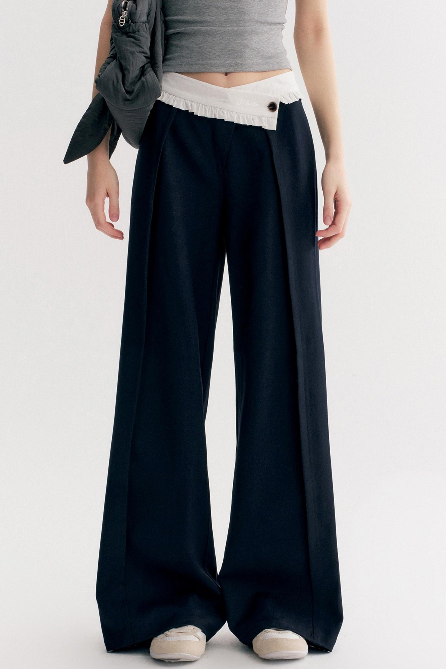 Tencel Wool Blend Straight-Leg Slacks