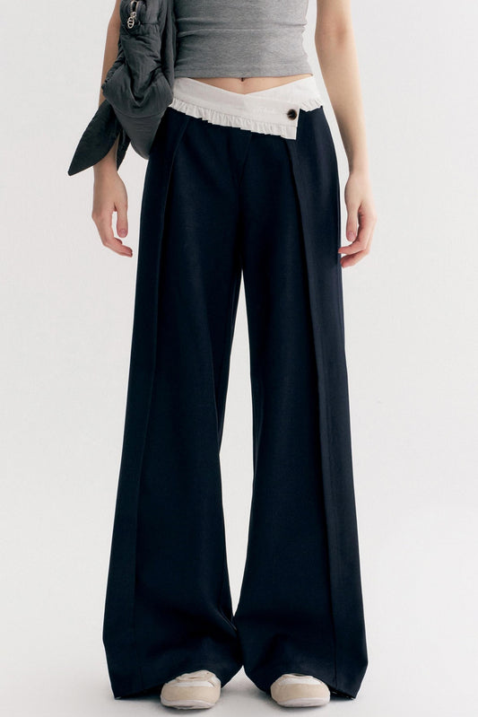 Tencel Wool Blend Straight-Leg Slacks