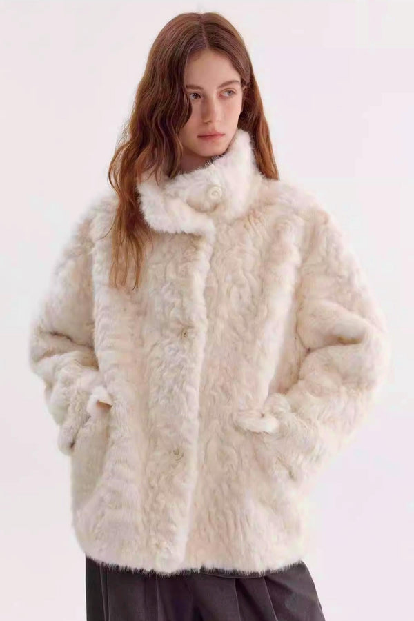 Textured Eco-Friendly Fur Coat