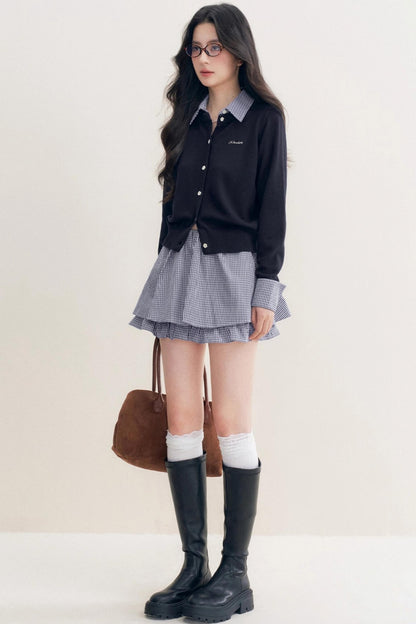 Elite Wool-Blend Plaid Cardigan Set-Up