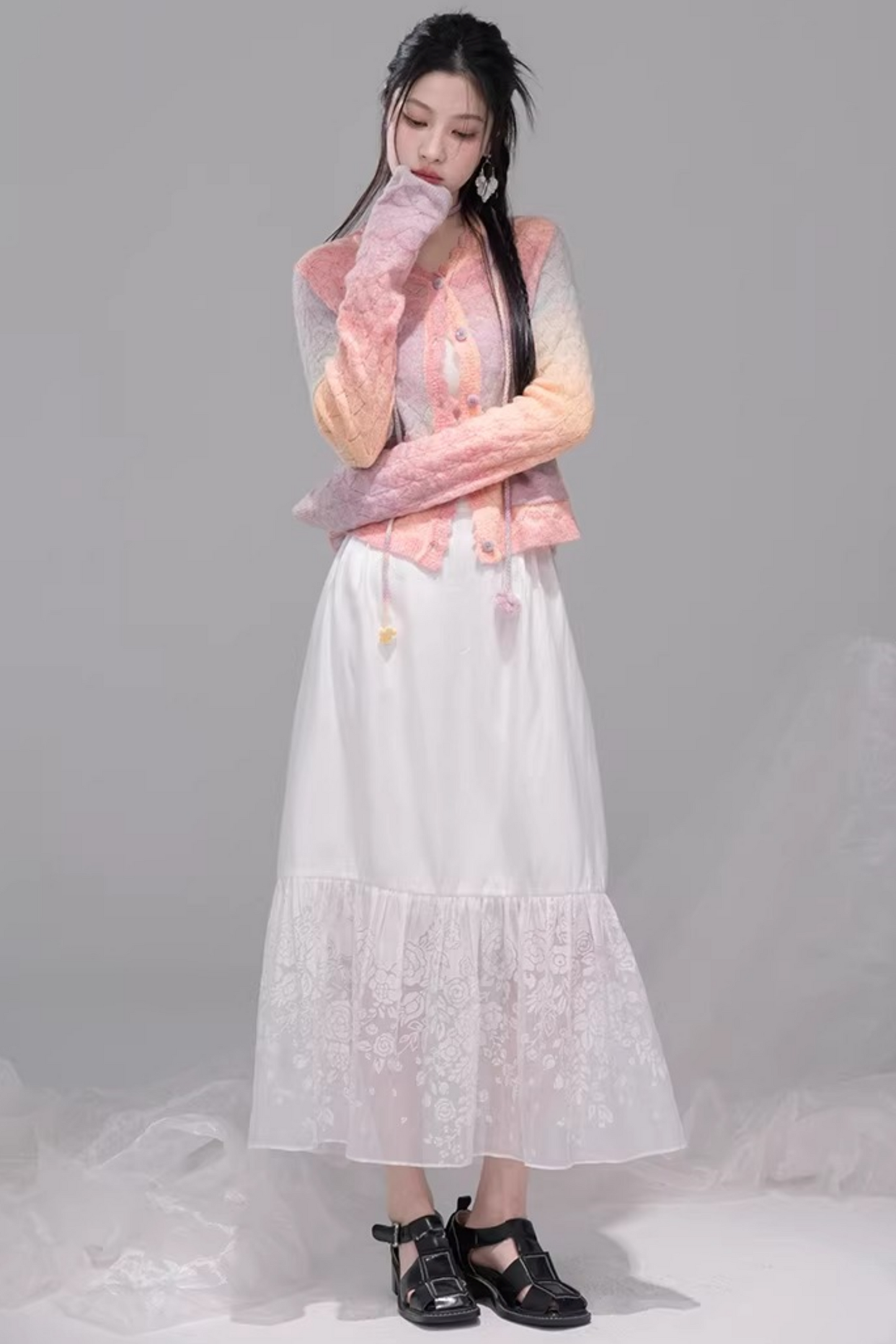 Gradient Rainbow Wool Cardigan