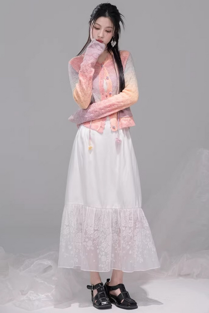 Gradient Rainbow Wool Cardigan