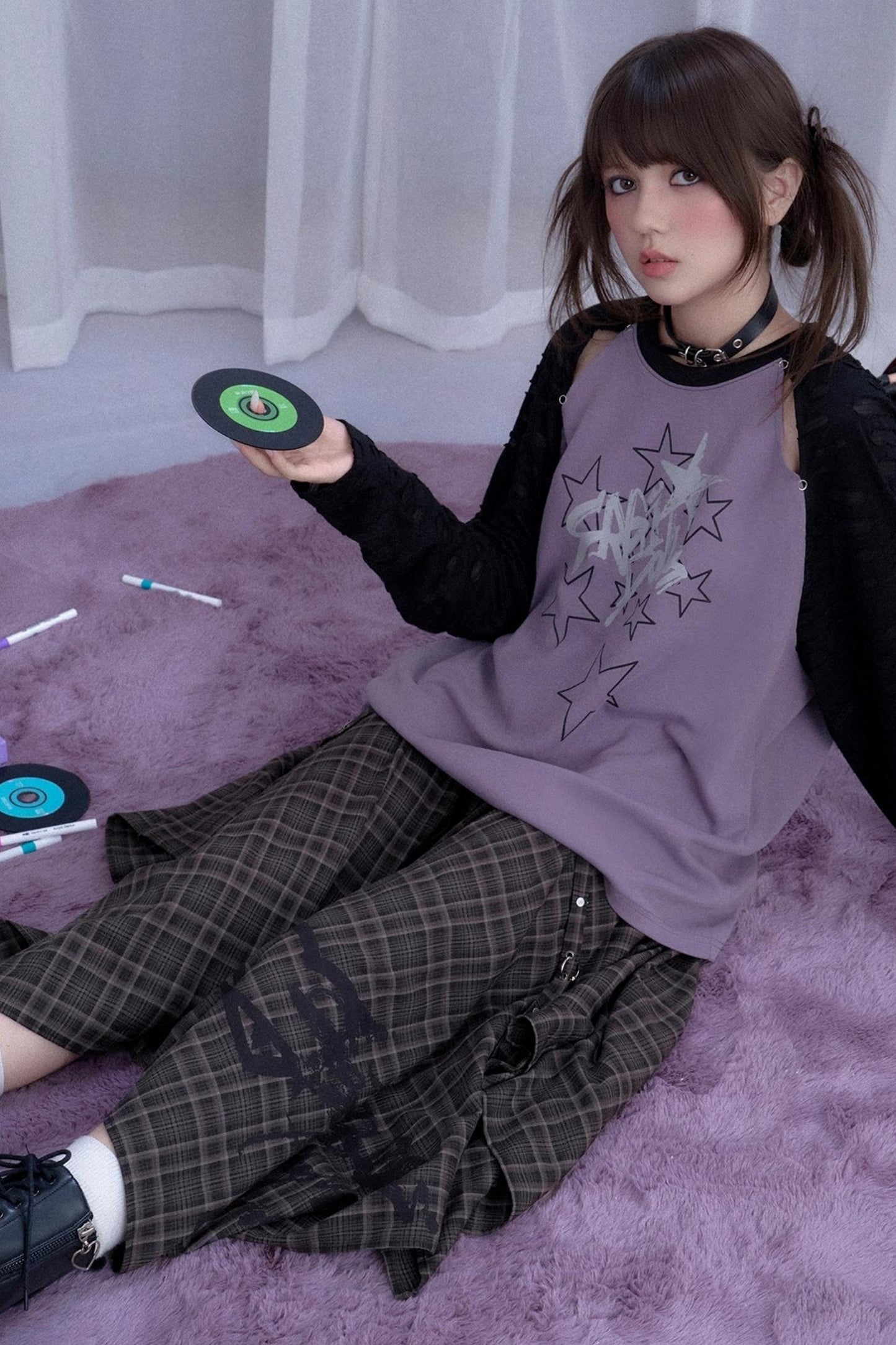 Fighting Spirit Street Brown Plaid Long Skirt