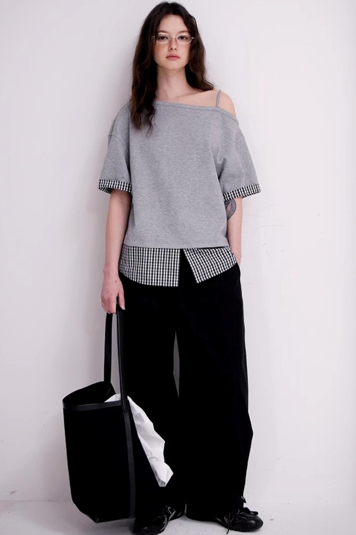 Gray One-Shoulder Tee