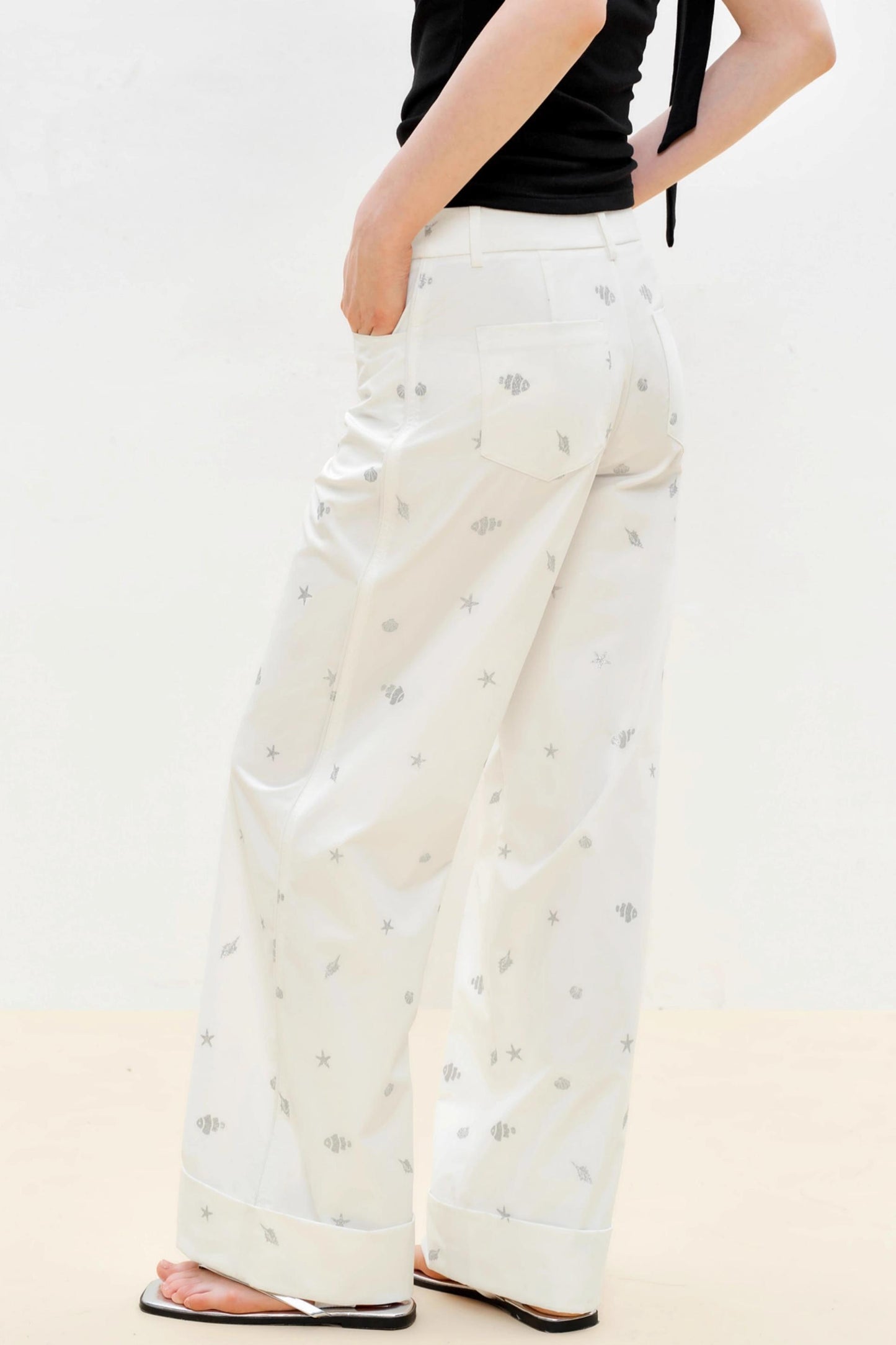 White Summer High-Waisted Straight Jeans