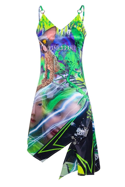 Digital Print Sleeveress Dress