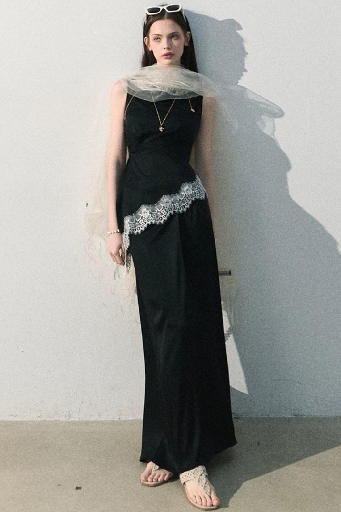 Acetate Lace Off-Shoulder Set-Up