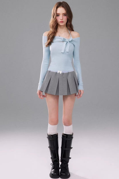 Light Gray Double Waistband Skirt