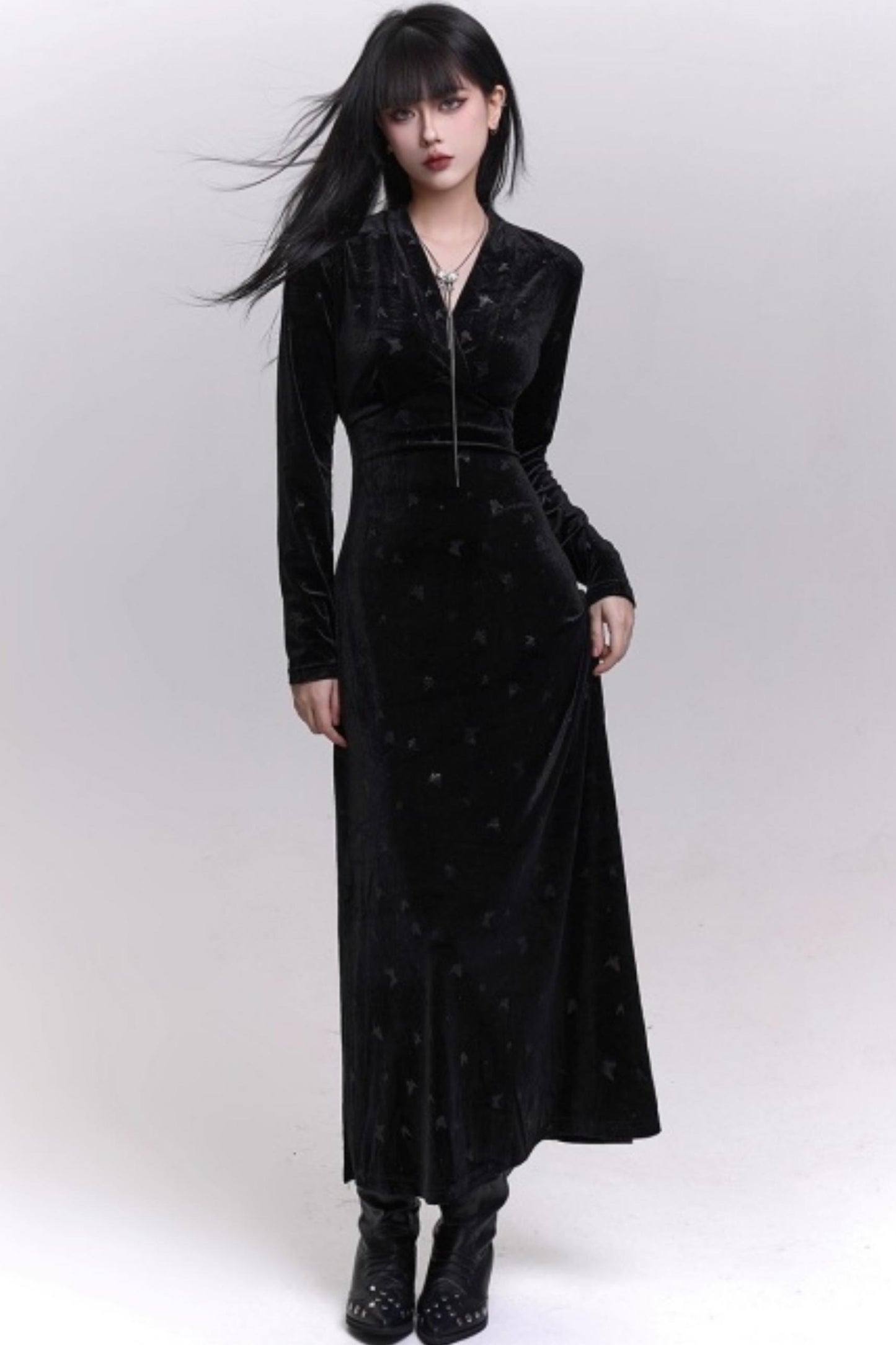 Black Velvet Butterfly Dress