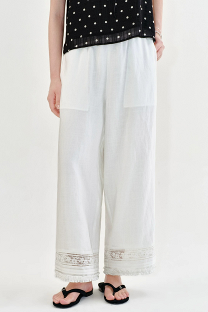 Fano Relaxed Lace Patchwork Wide-Leg Pants