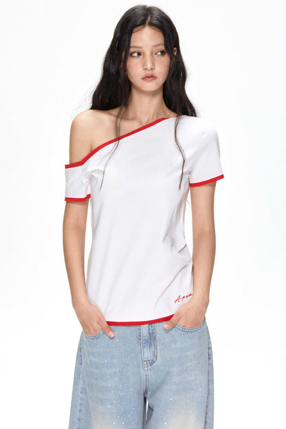 Summer Color-Block Strapless T-Shirt