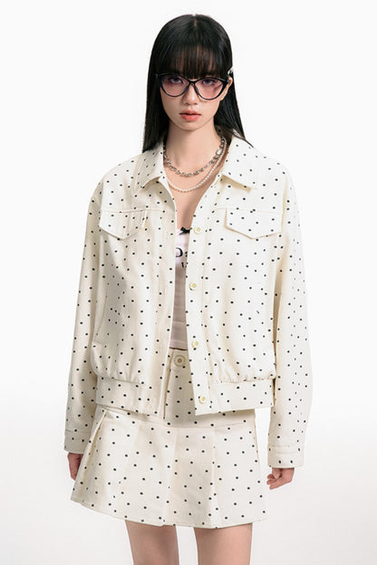 Floral Pleated Jacket Skirt Set-Up