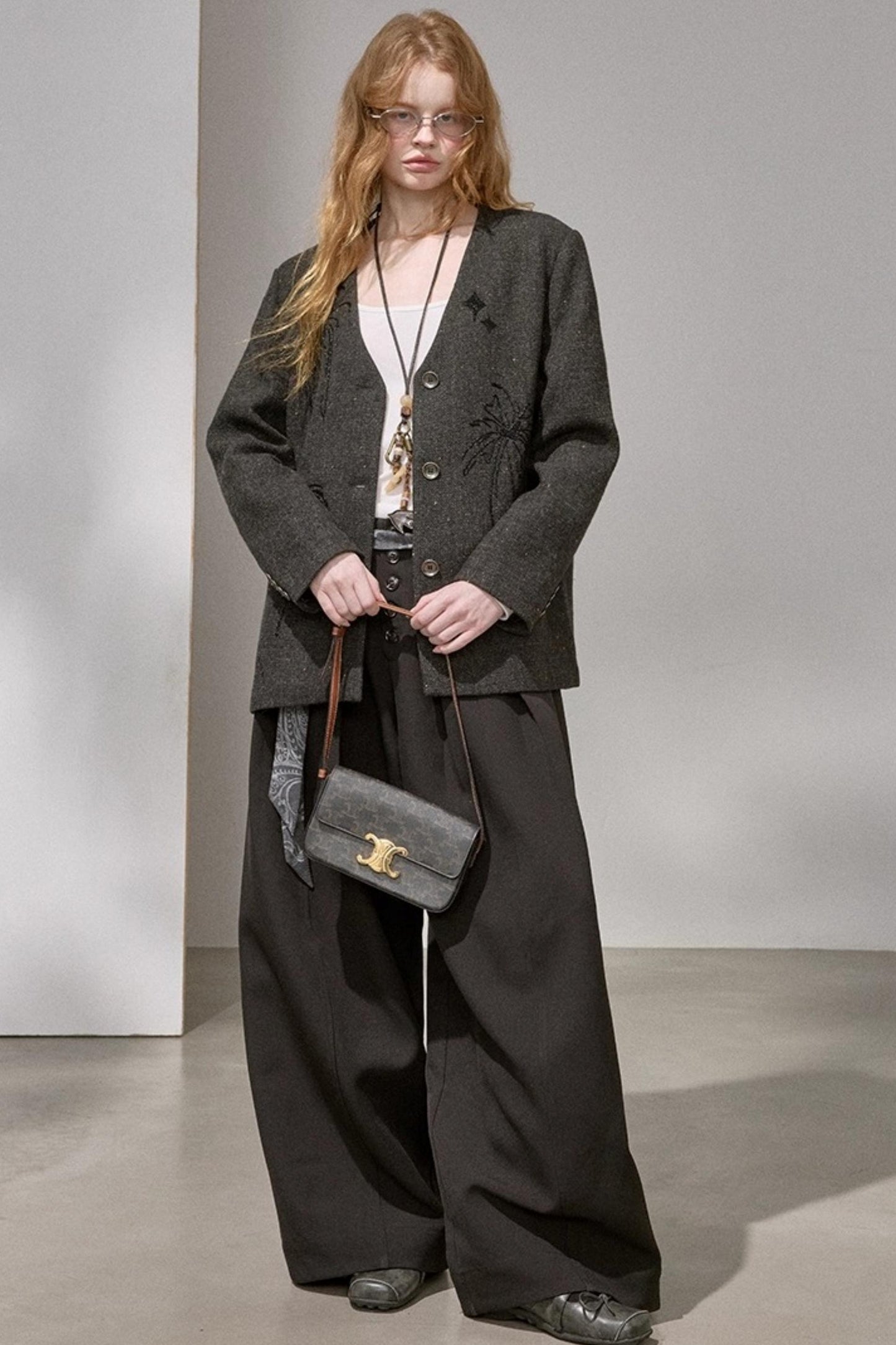 High-Density Beaded V-Neck Jacket