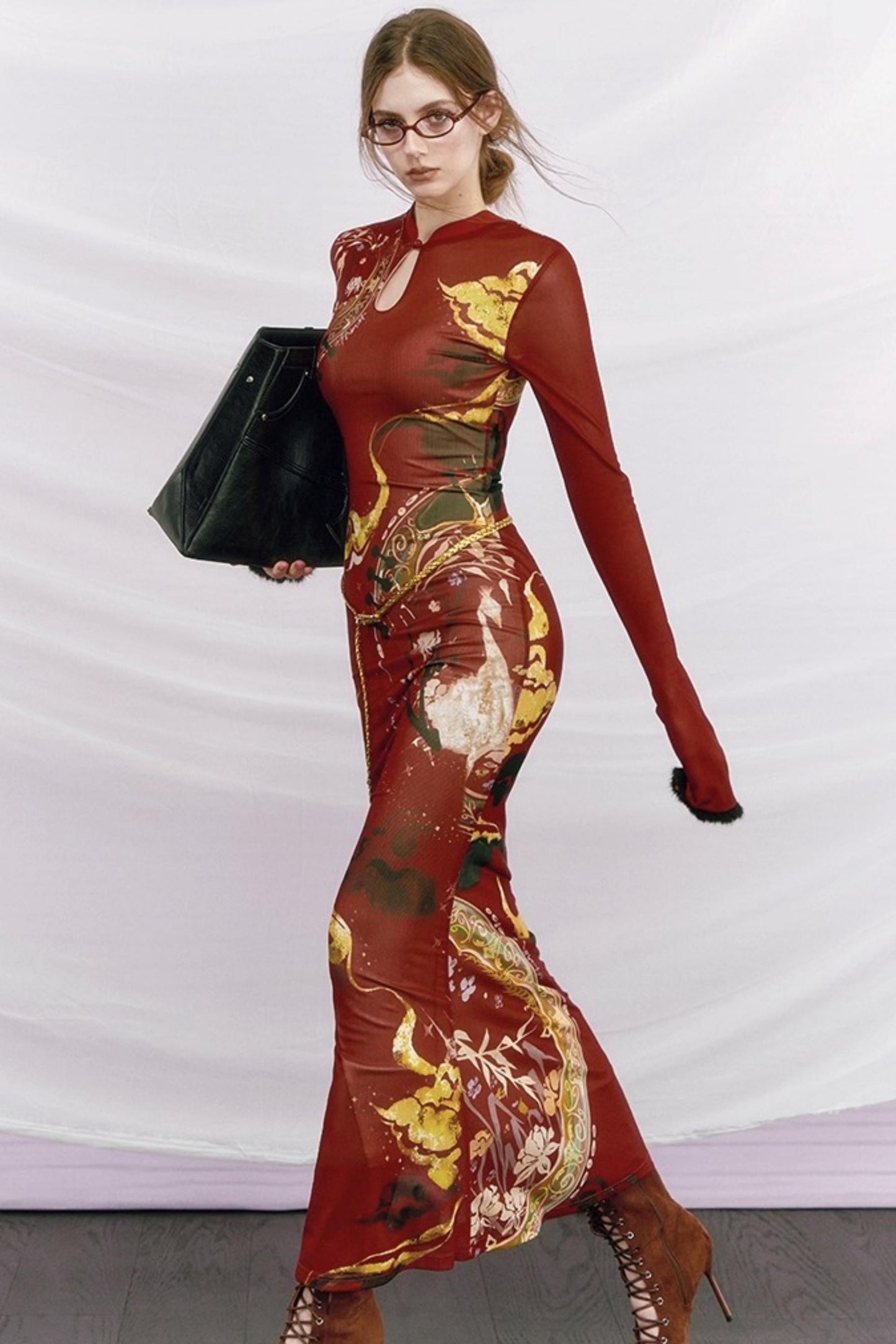 Hand-Painted Cheongsam Fishtail Dress
