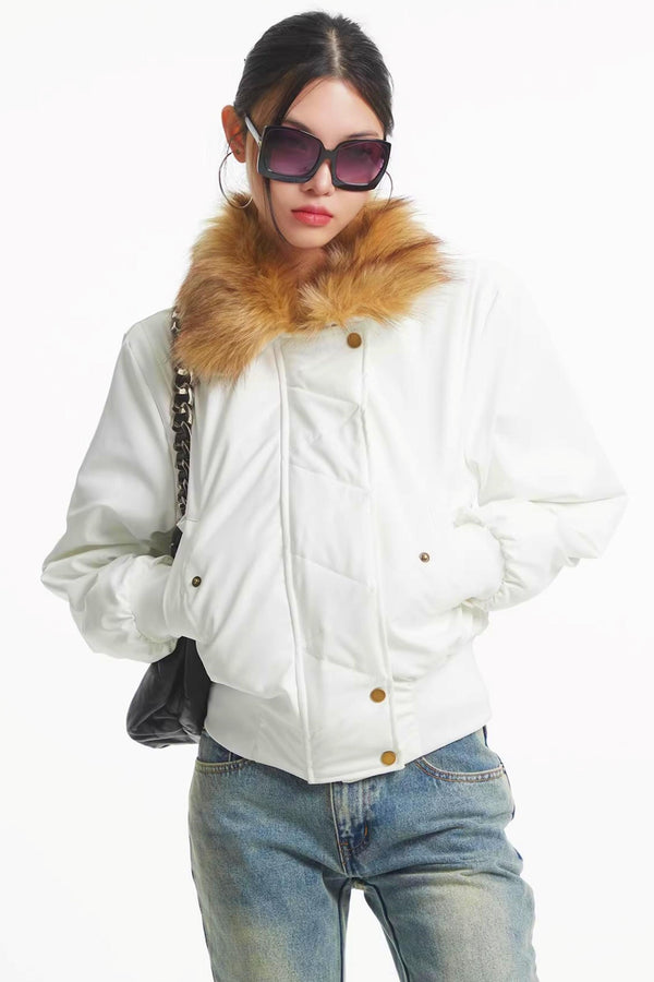 Korean Black Fur Collar Jacket