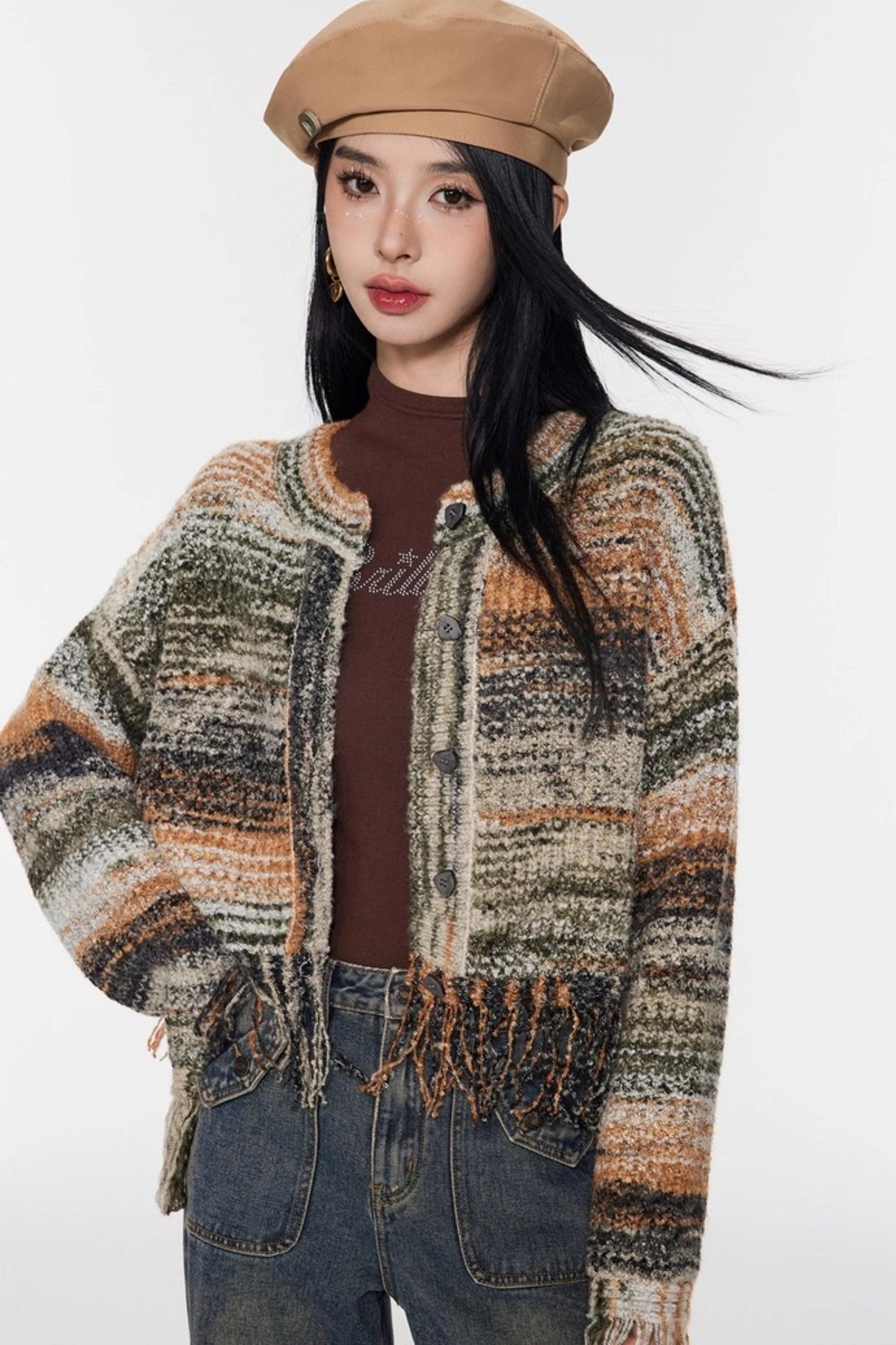 Vintage Gradient Knitted Cardigan