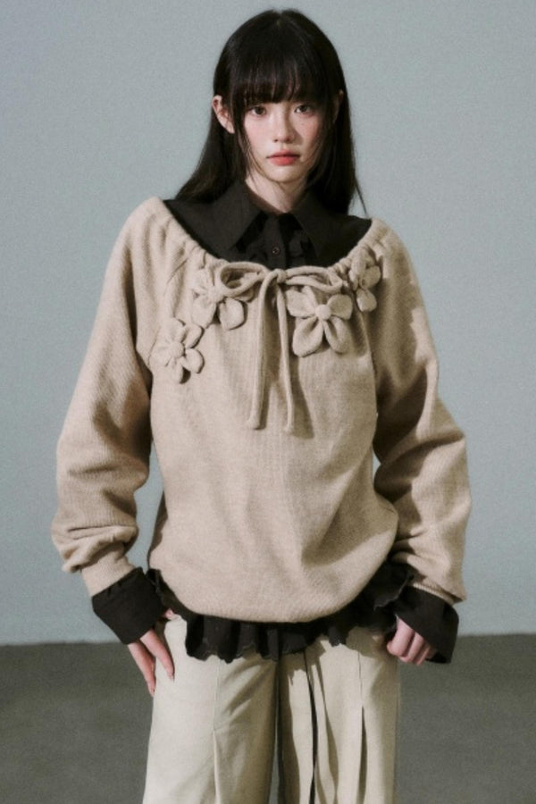 Handmade Floral Knit Sweatshirt