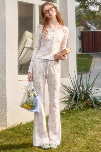 Blue Velvet Floral Cardigan Set-Up