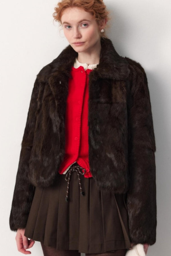 Coffee-Colored Rabbit Fur Coat