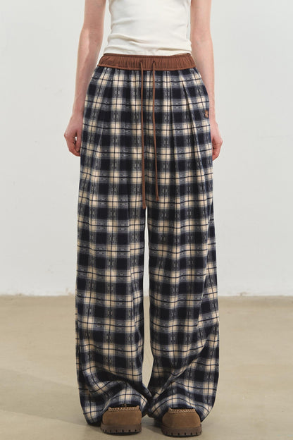 Lazy Check Wide-Leg Pants