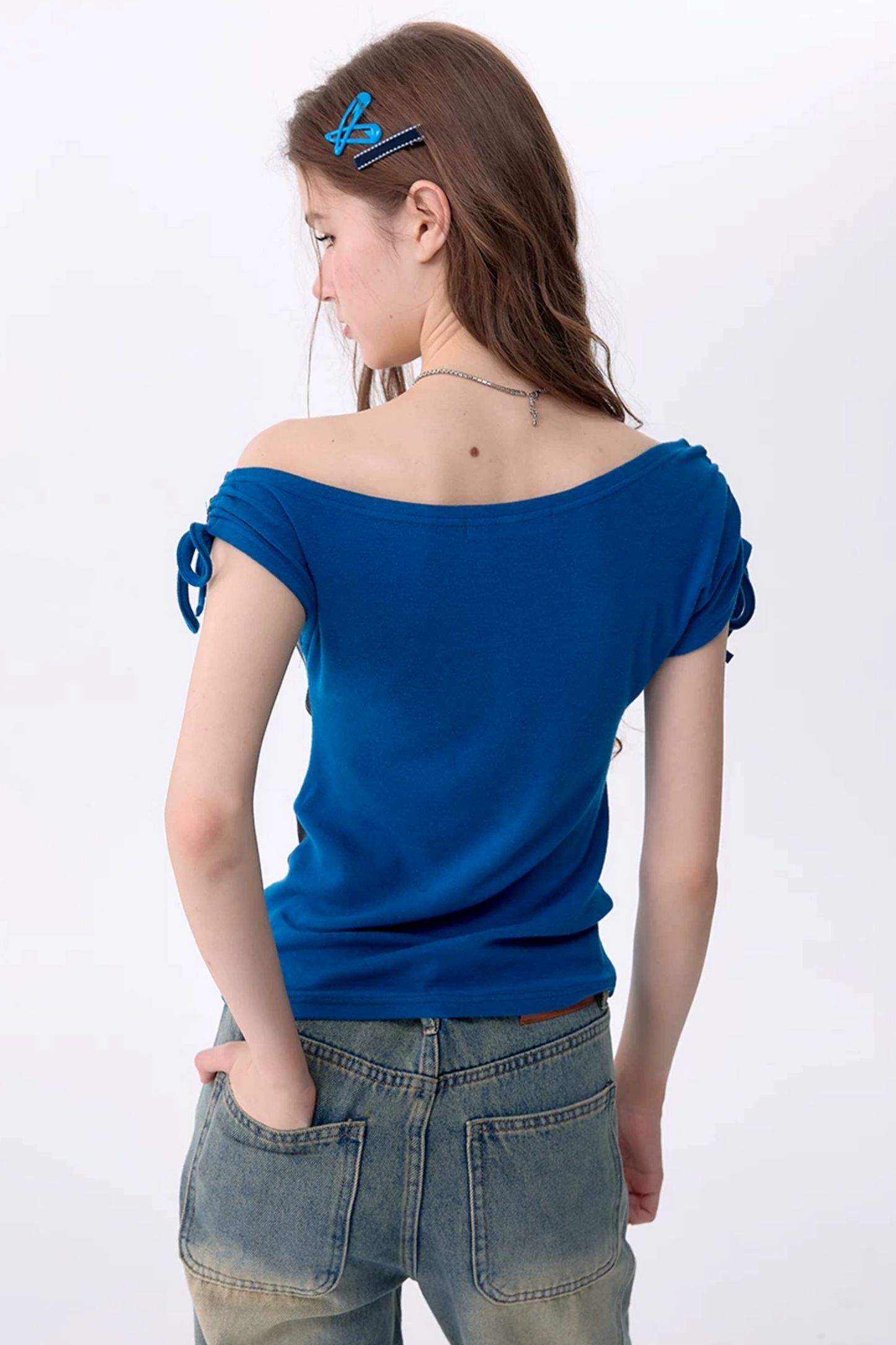Maglia monospalla estiva con stampa gatto