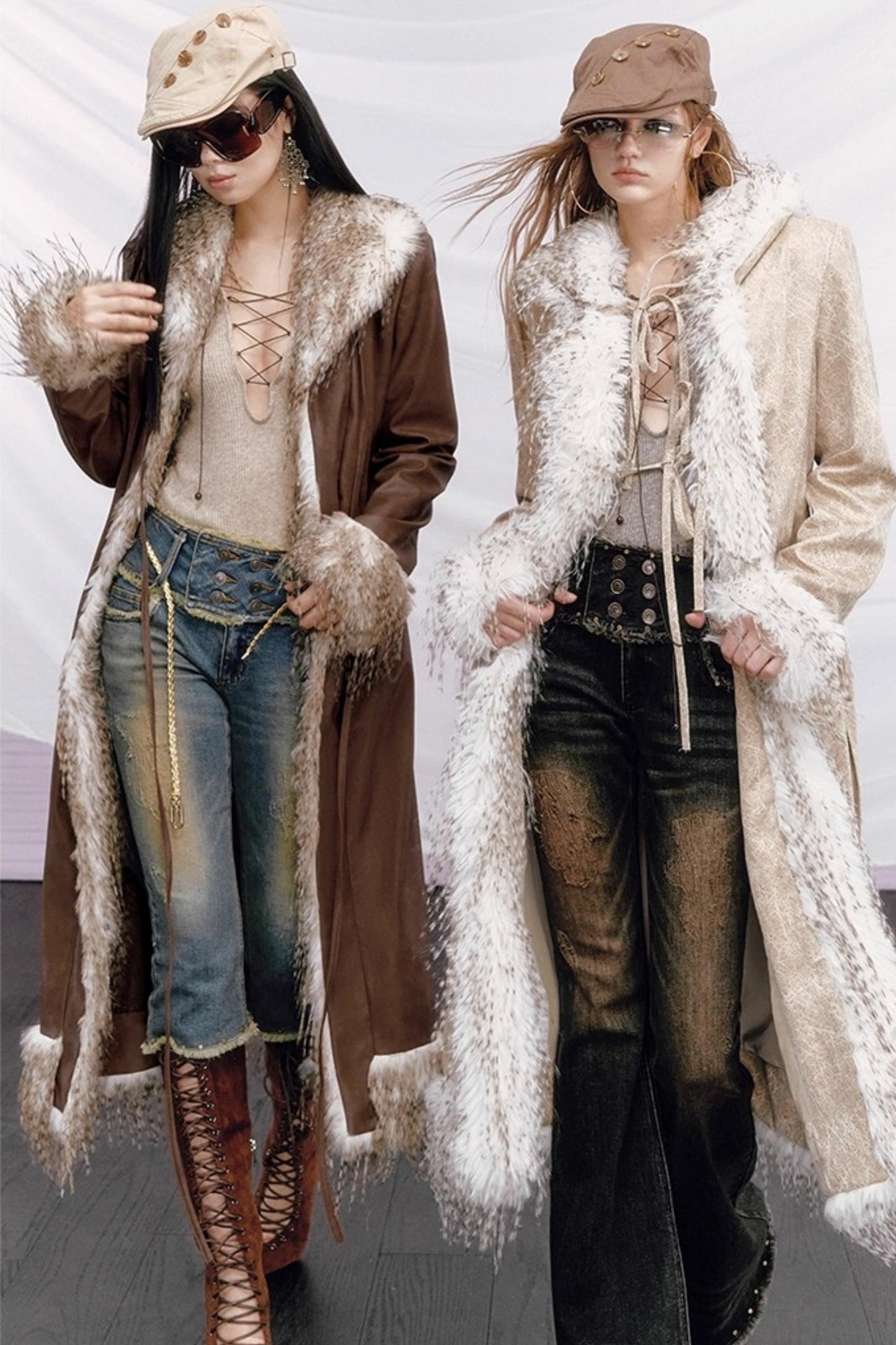 Vintage Distressed Denim Flared Pants