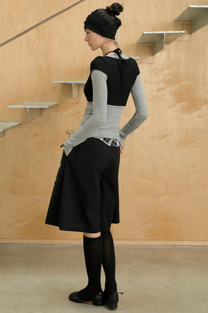 Color-Blocked Plaid Culottes