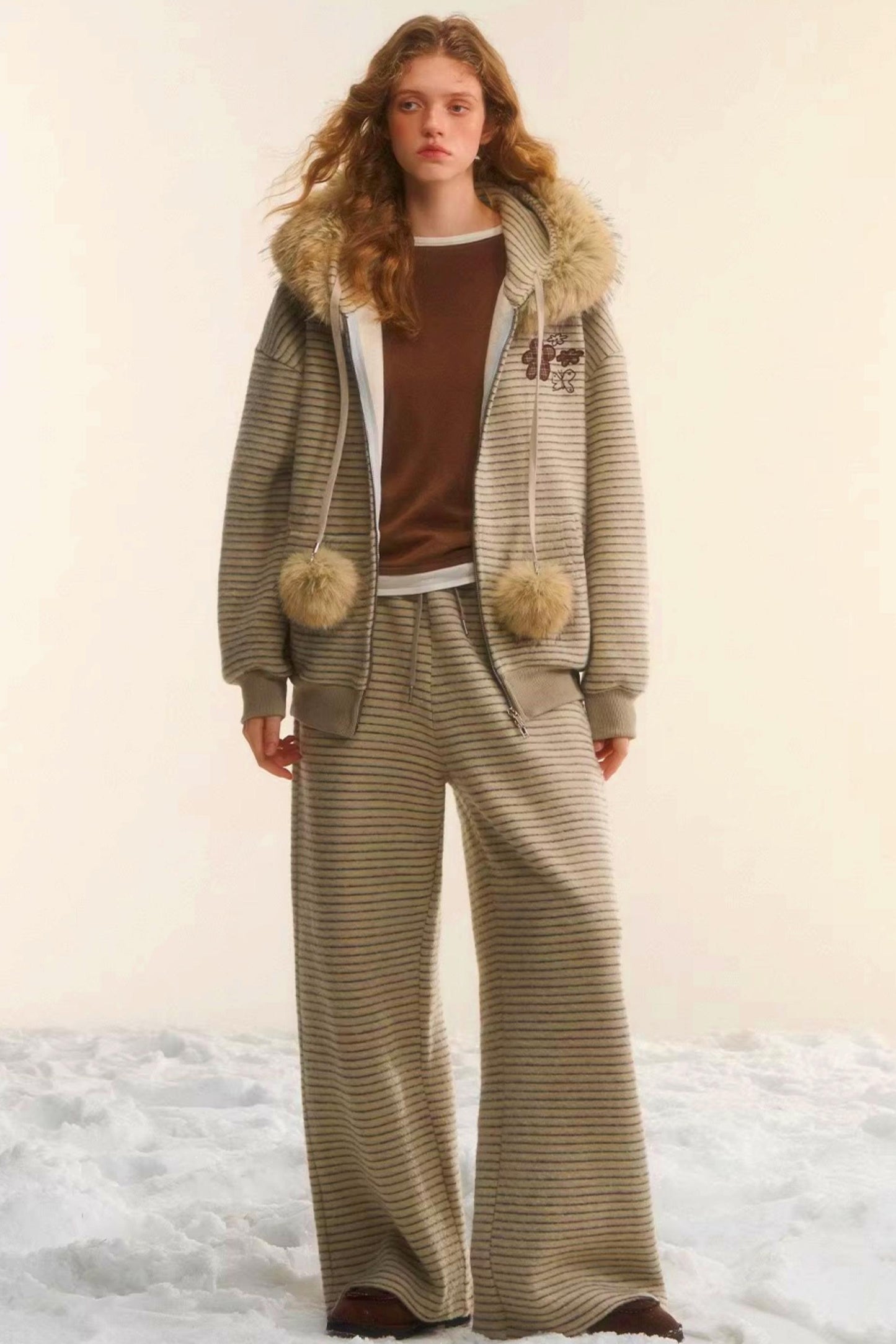 Retro Velvet Striped Jacket Set-Up