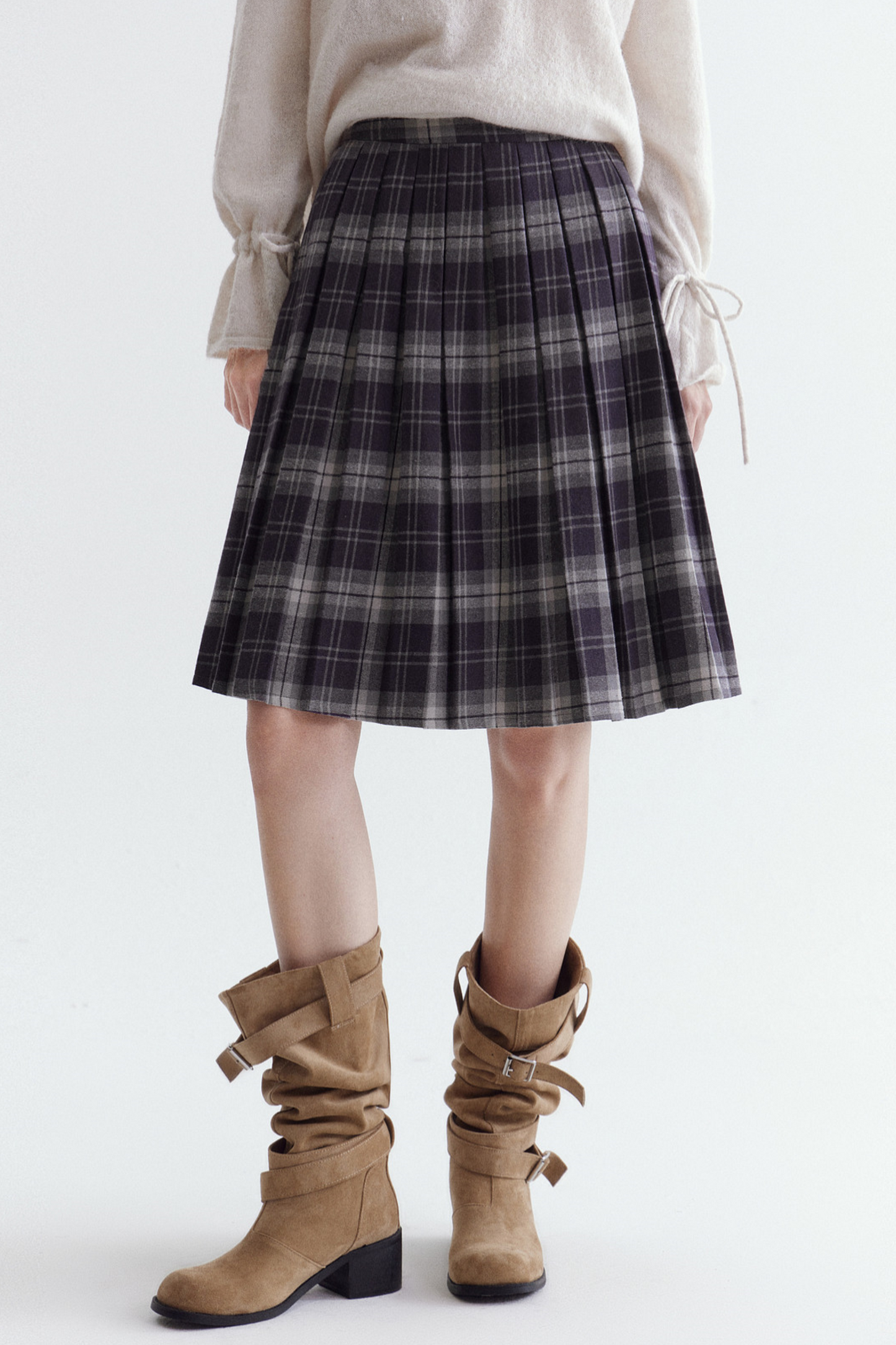 Cotton Plaid A-Line Skirt